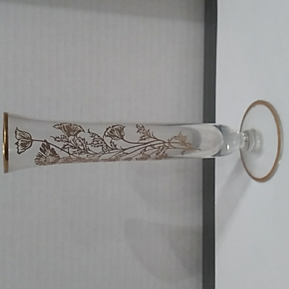 Vase VINTAGE SINGLE BUD GOLD TRIM FLOWER DESIGN